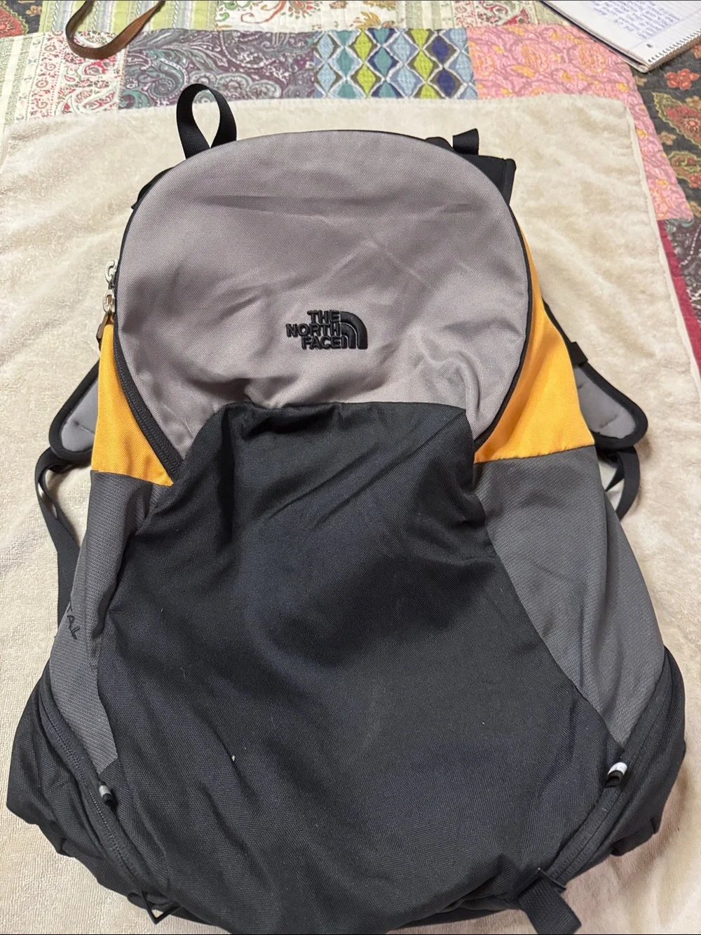 The North Face Gray, Black & Yellow Men's Backpack